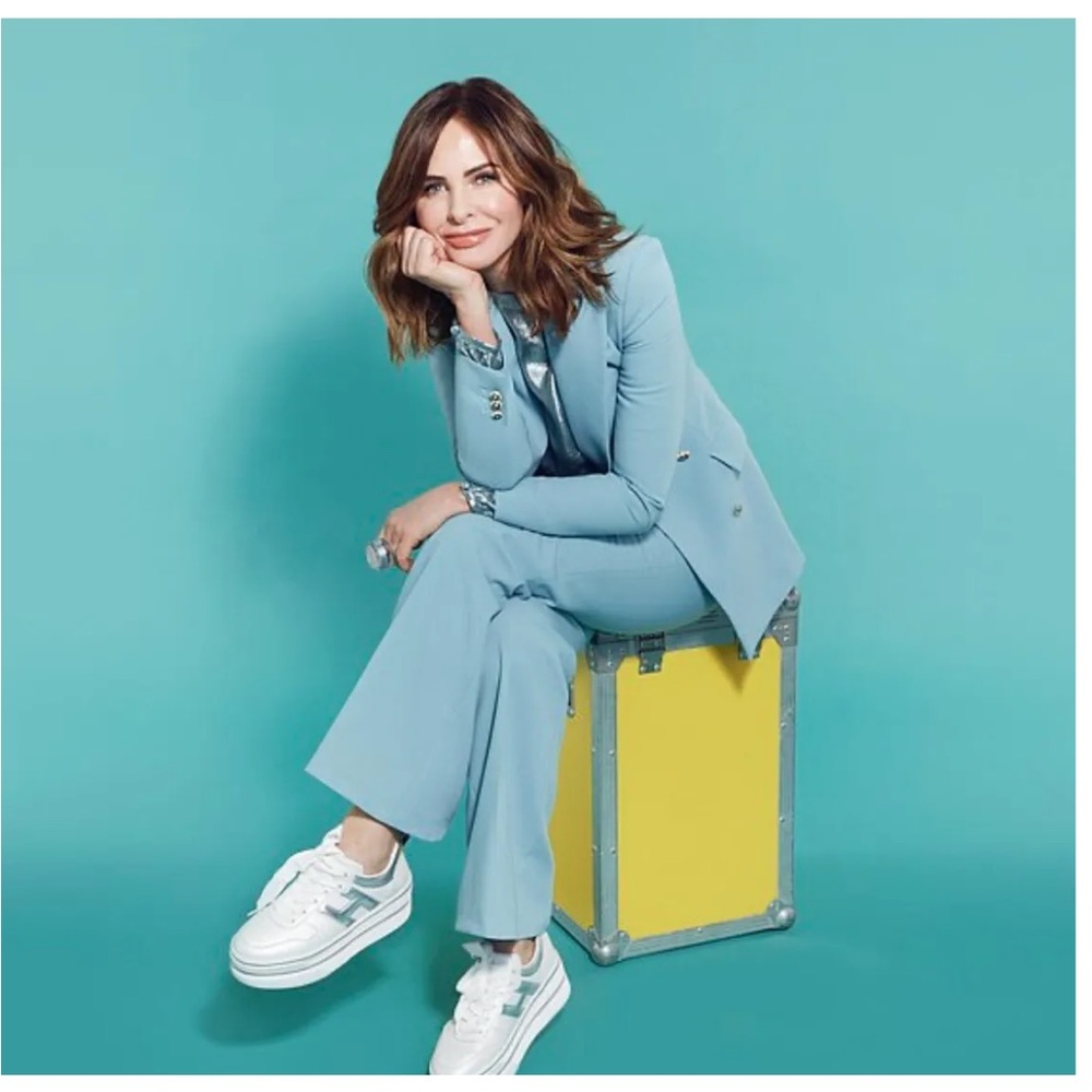 Zara Trinny baby blue/seafoam green suit blazer and pants, both S